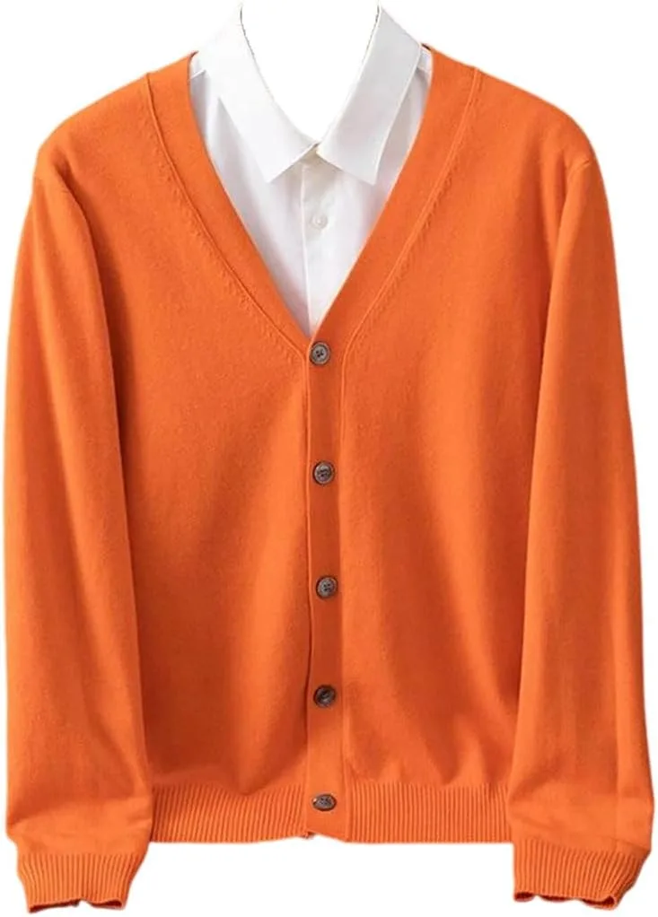 

Мужской вязаный кардиган с V-образным вырезом и длинными рукавами REHJJDFD