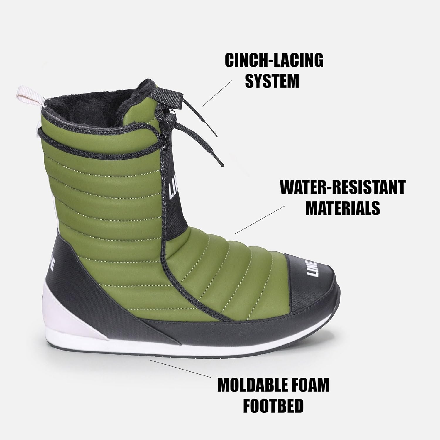 Ботинки LINE Unisex Adult BOOTIE 2.0, Теплые водостойкие зимние ботинки для отдыха после катания на лыжах с формованной стелькой из пеноматериала и системой шнуровки, зеленый — фото 3