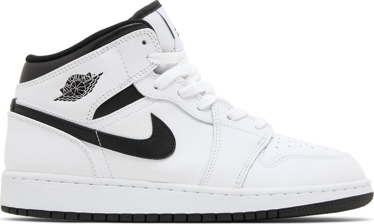 

Кроссовки Air Jordan 1 Mid GS 'White Black', белый