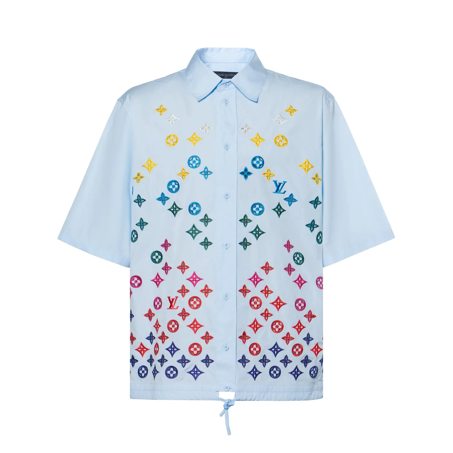 

Вышитая монограммами рубашка с коротким рукавом LOUIS VUITTON, синий