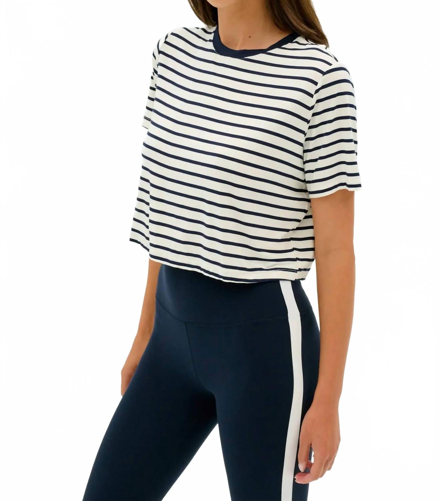 

Джюна Кроп Рингер Футболка в индиго и белом SPLITS59