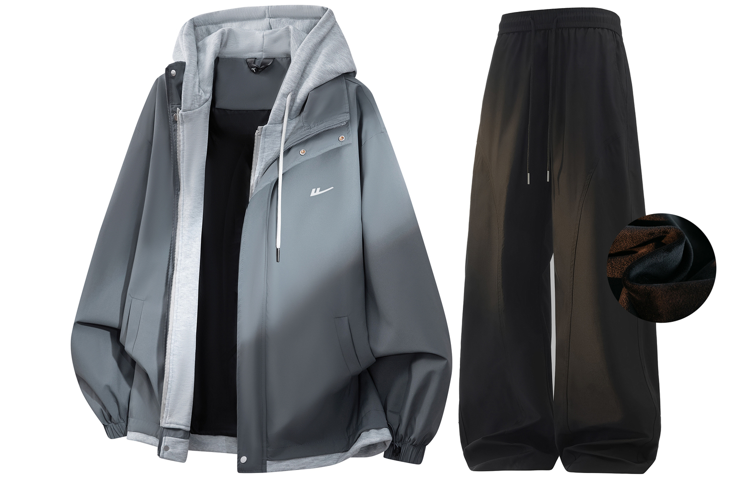 

ПППовседневный костюм с капюшоном для женщин Moderate WARRIOR, 雾蓝+【加绒黑裤】