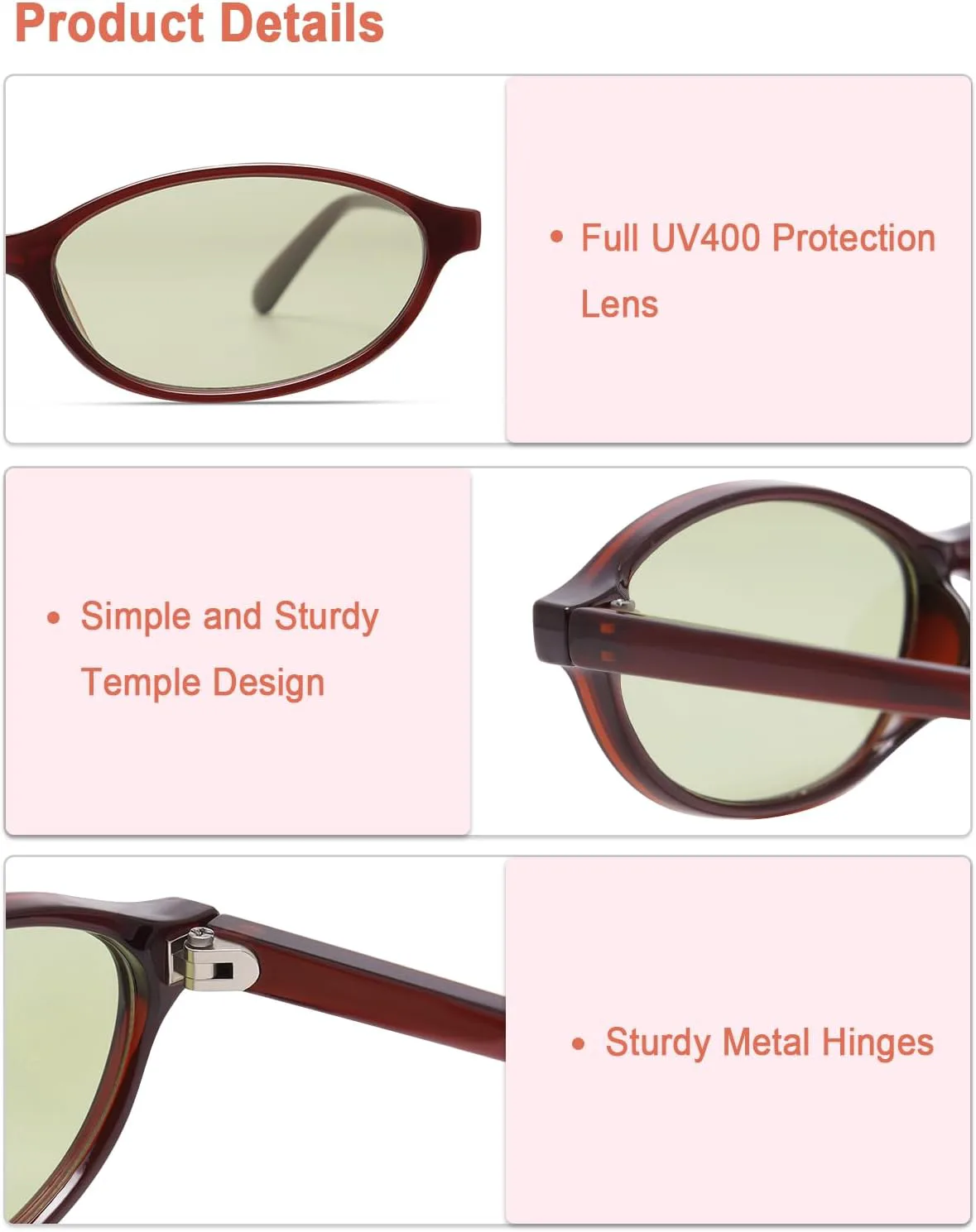 

Ретро овальные солнцезащитные очки для женщин, модные, маленькие, в стиле 90-х, винтажная узкая оправа «кошачий глаз», GM9603 GIGIMOTTE, 2 Pack Green + Orange-brown