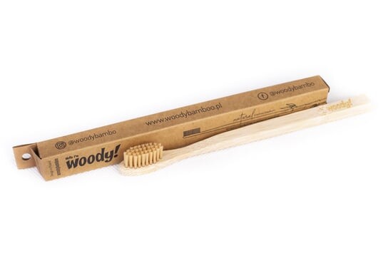 

Бамбуковая зубная щетка среднего размера, 1 шт. WoodyBamboo