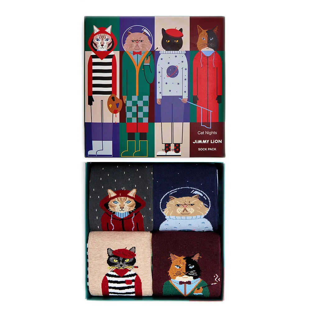 

Носки Jimmy Lion Cat Nights crew 4 pairs, разноцветный