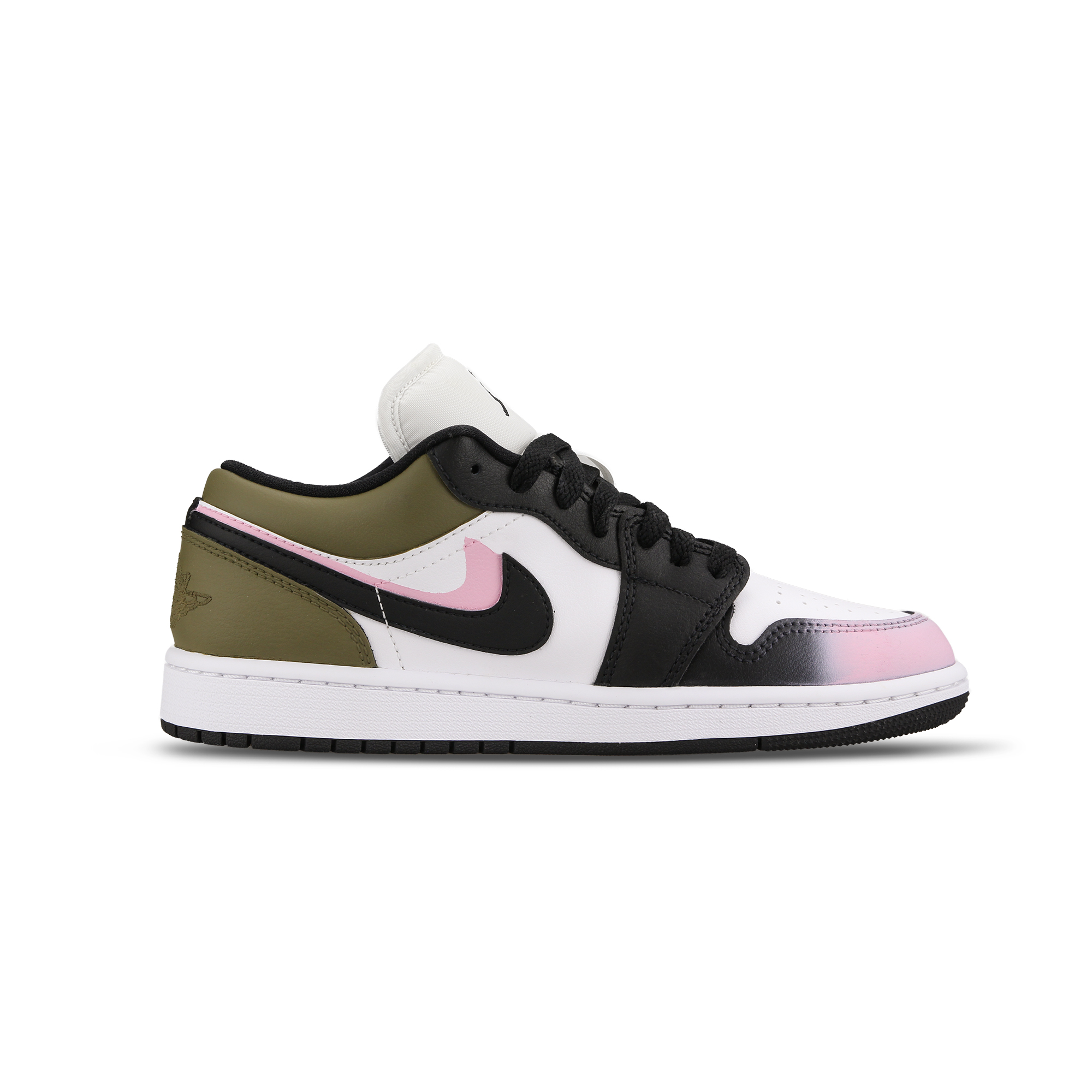 

Кроссовки Air Jordan 1 Vintage Basketball Shoes Women's Low-top Black/Green/Pink/White, зеленый