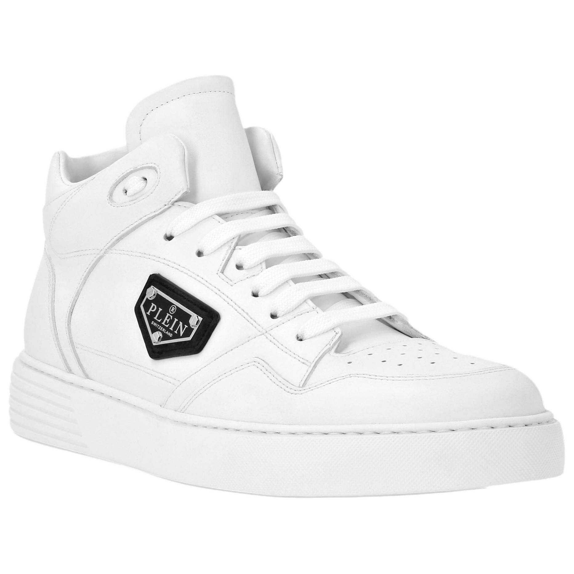 PHILIPP PLEIN Кожаные кроссовки для скейтбординга Mid top Unisex White — фото 4