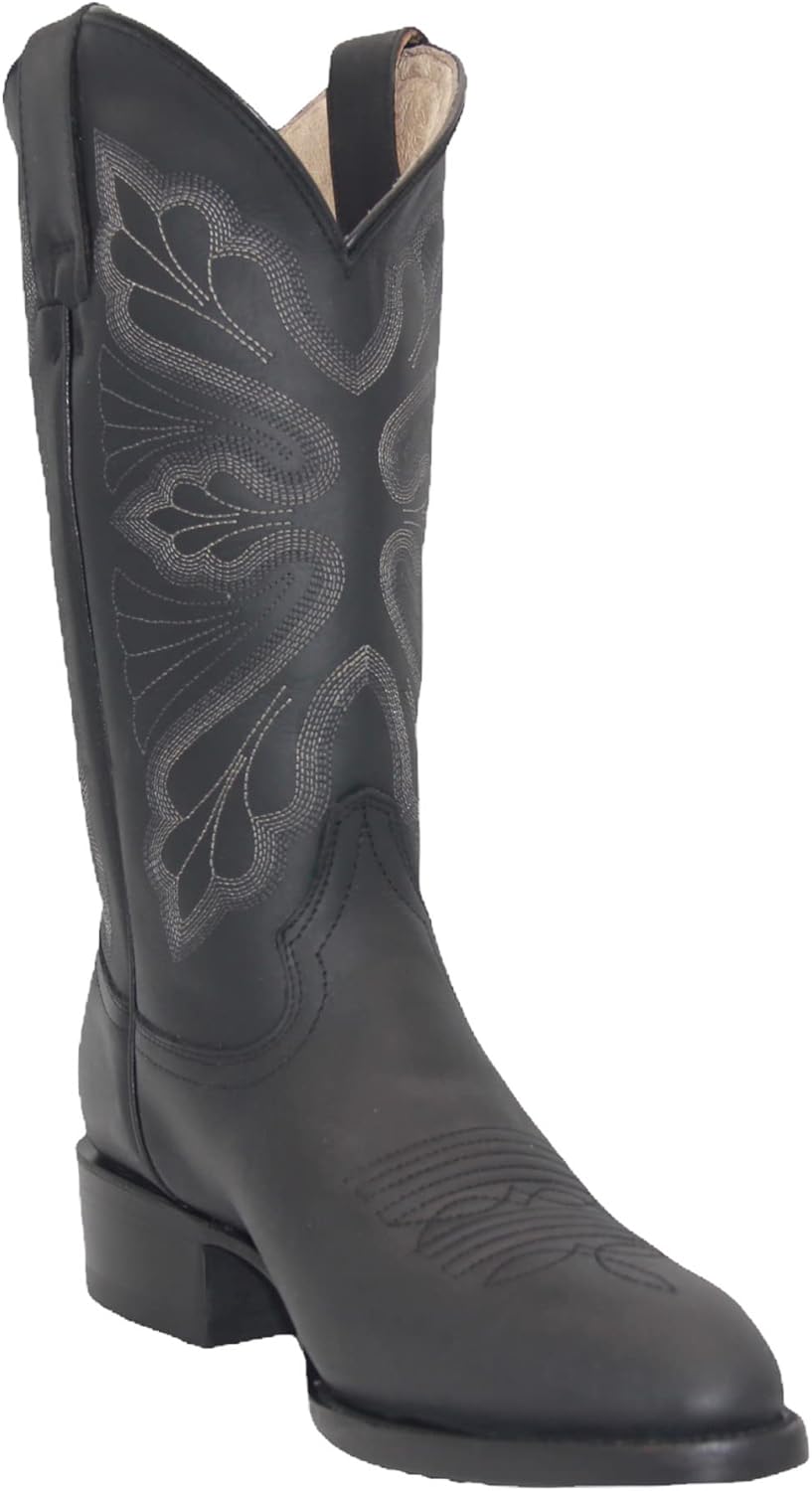 

Мужские ковбойские сапоги Western Shops с круглым носком из натуральной кожи с вышивкой до середины икры The Western Shops, черный