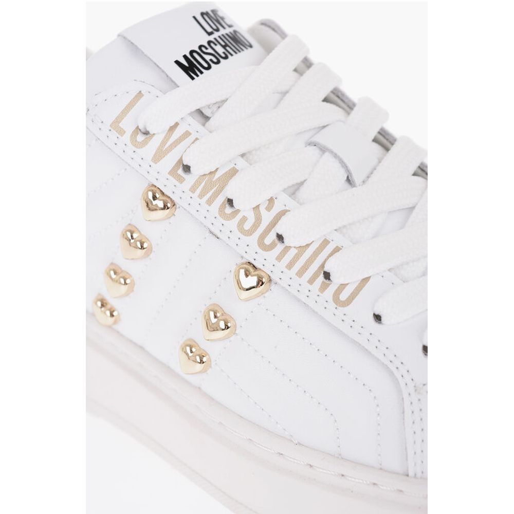 Низкие кеды LOVE из стеганой кожи BOLD40 с золотистым эффектом Moschino, White — фото 4