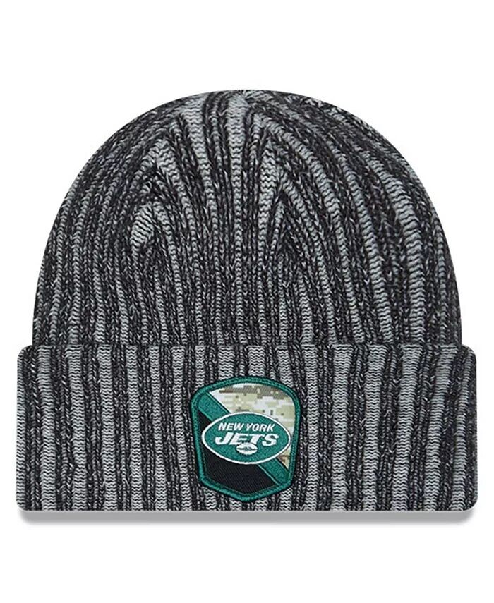 

Мужская черная вязаная шапка New York Jets 2023 Salute To Service с манжетами New Era