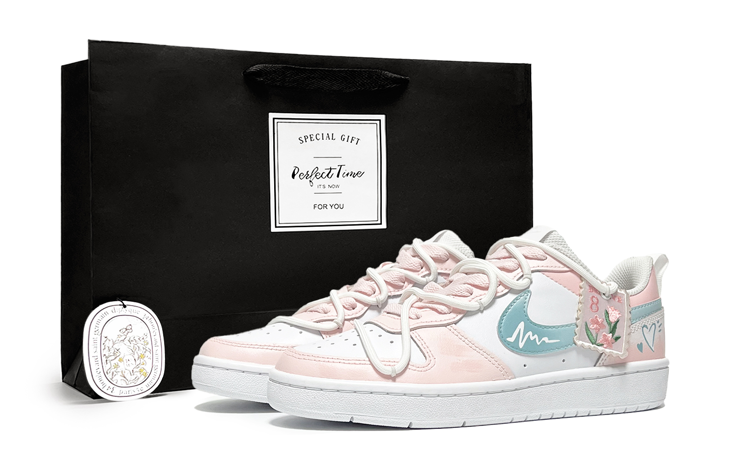 

Nike Court Borough Cheese Peach низкие детские скейтбординг кроссовки Pink для подростков