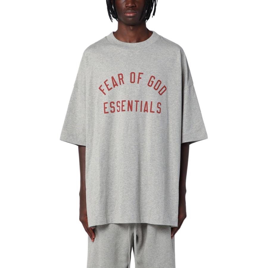 Футболка Fear of God Essentials Jersey Crewneck Tee 'Dark Heather', серый — фото 4