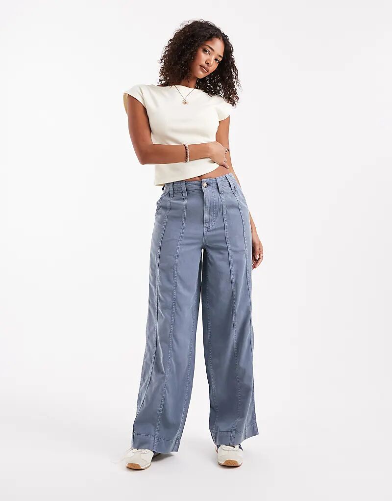 

Широкие брюки со швами ASOS DESIGN в выбеленном синем цвете