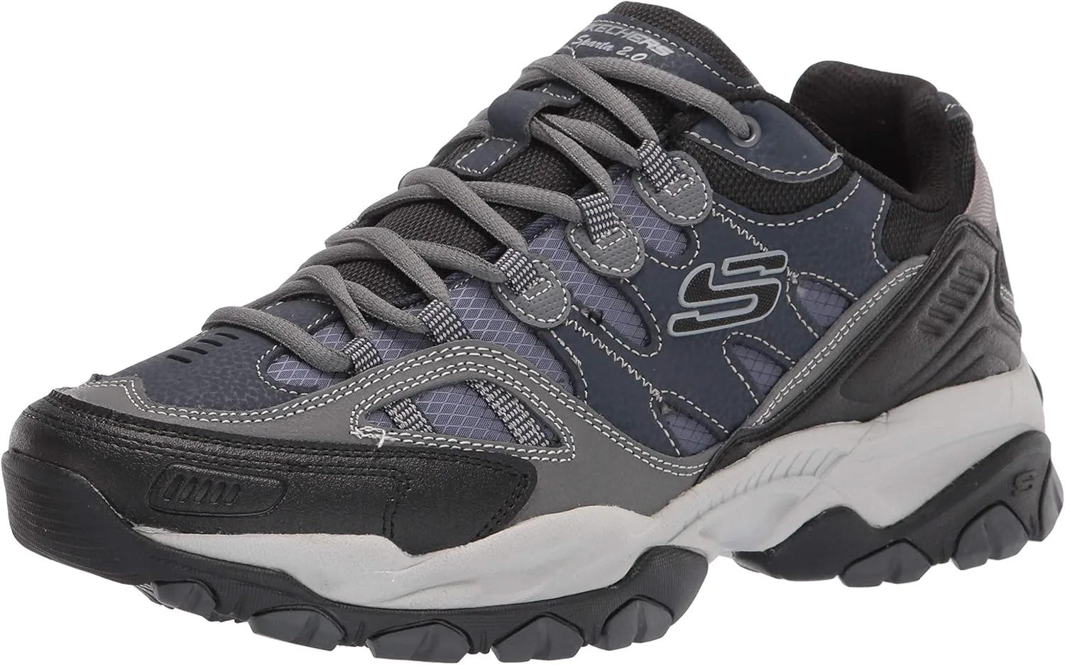 Мужские кроссовки Skechers Sparta 2.0 с кожаными вставками и шнурками, темно-серый