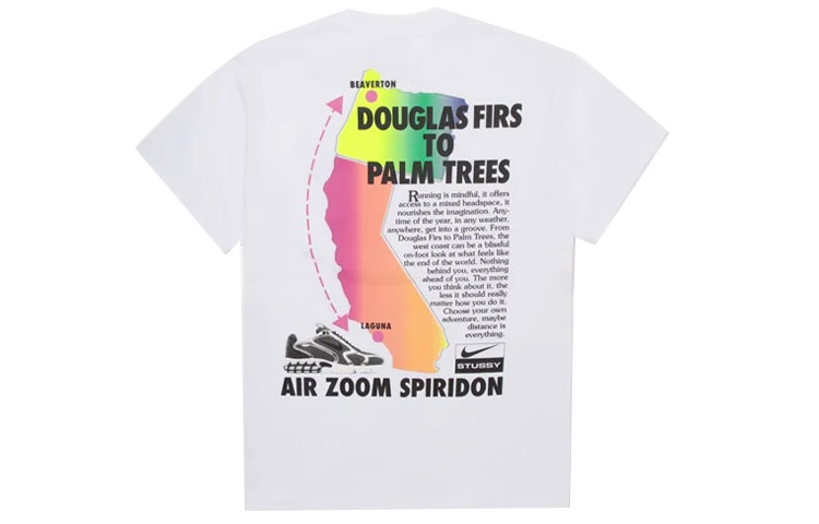 Футболка X Stussy Air Zoom Spiridon Douglas Firs To Palm Trees Nike, белая — фото 2