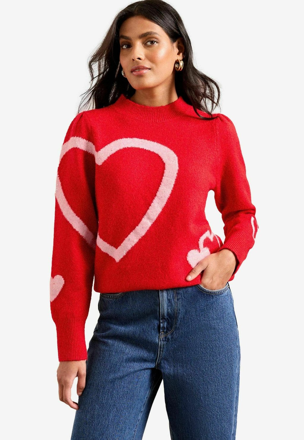 

Свитер PETITE FIT - SEQUIN HEART MOTIF Love & Roses, красный