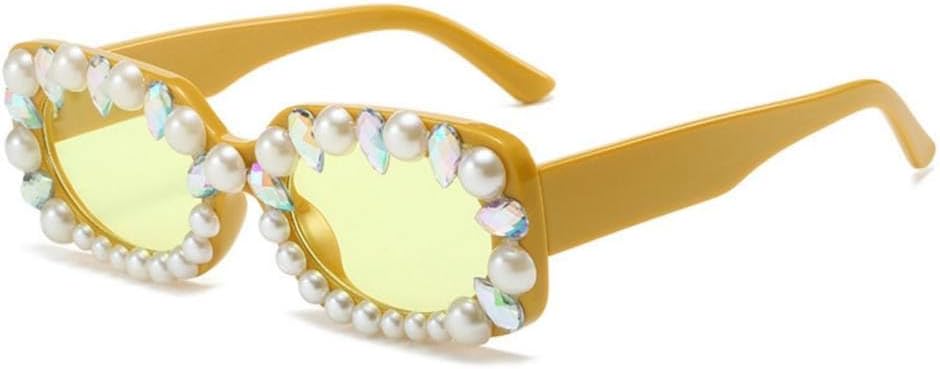 

Солнцезащитные очки MUTYNE Pearl Diamonds для женщин, персонализированные квадратные солнцезащитные очки для девочек, роскошные прямоугольные очки с защитой от УФ-излучения UV400, Yellow
