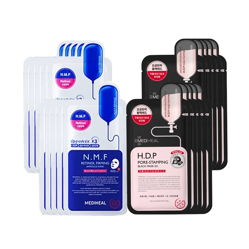 Маска для лица Mediheal — Увлажняющая MEIDIHUIER, New Hydrating Tightening Facial Mask 10 Pcs+Black Facial Mask for