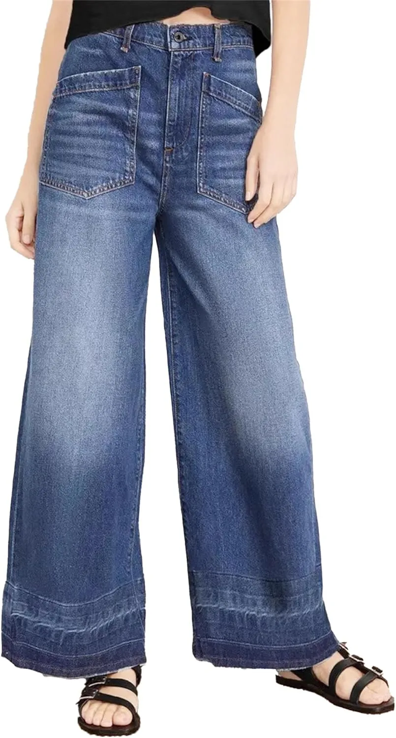 

Женские джинсы Washed Dark Blue Straight Leg High Stretch High Waist DGHM-JLMY