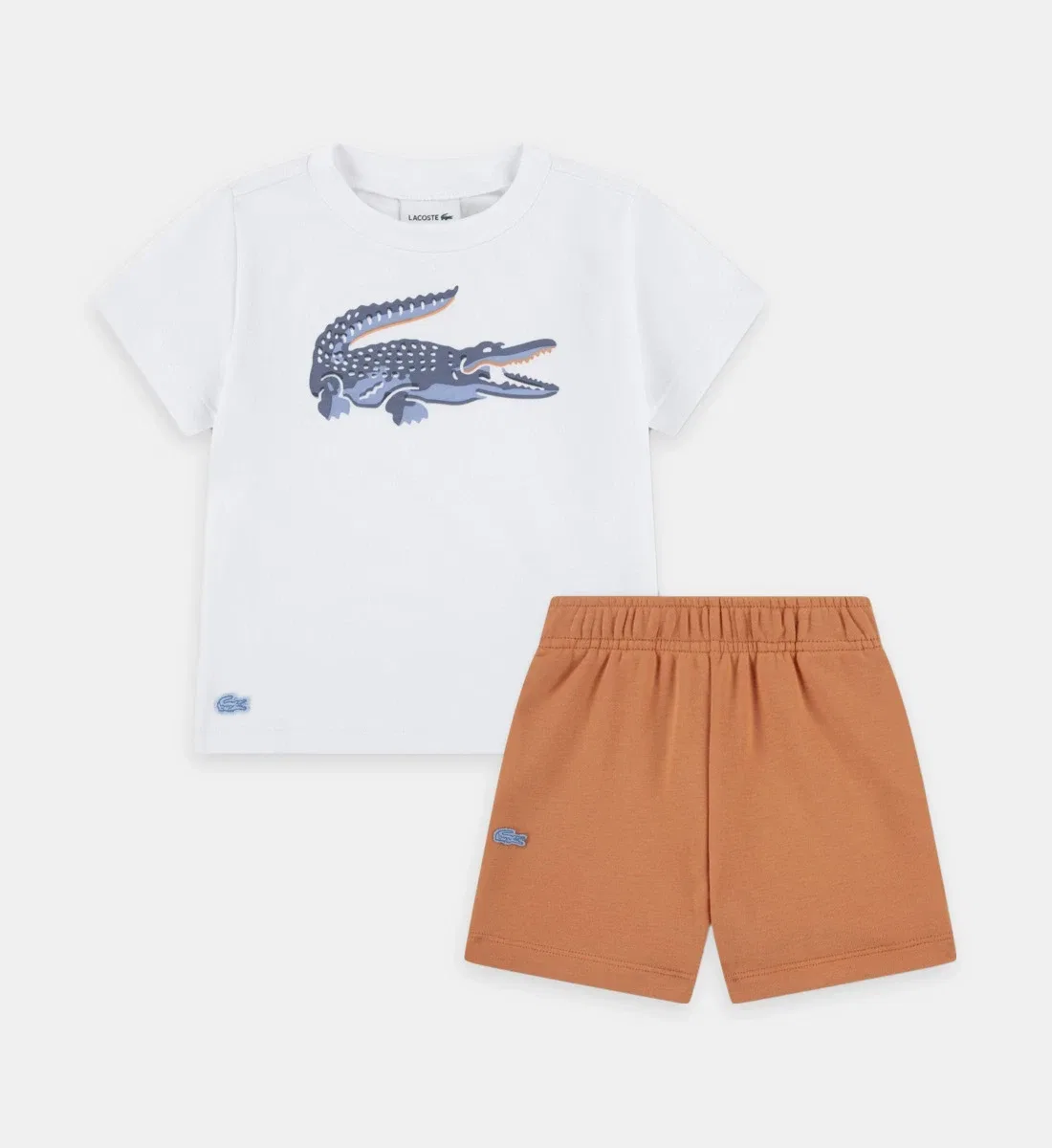 Комплект с принтом крокодила из хлопка Lacoste, белый