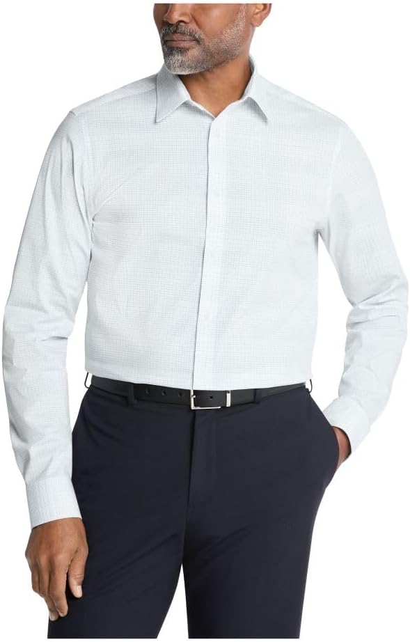 

Мужская рубашка Calvin Klein, не требующая глажки, эластичная, приталенная, в клетку, Navy Multi Check