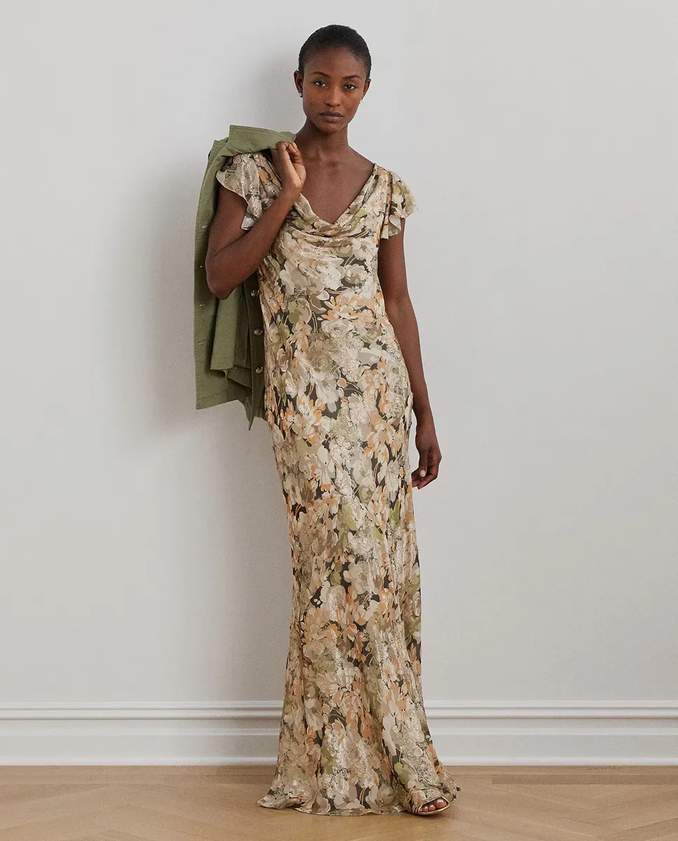 

Длинное платье с цветочным принтом Lauren Ralph Lauren, зеленый
