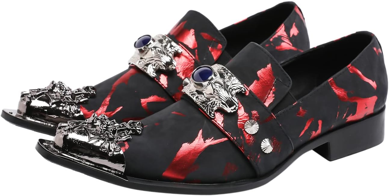 

Мужские классические туфли Santimon из замши и кожи с драконом, черные с металлическим наконечником и одной застежкой, свадебные, формальные лоферы