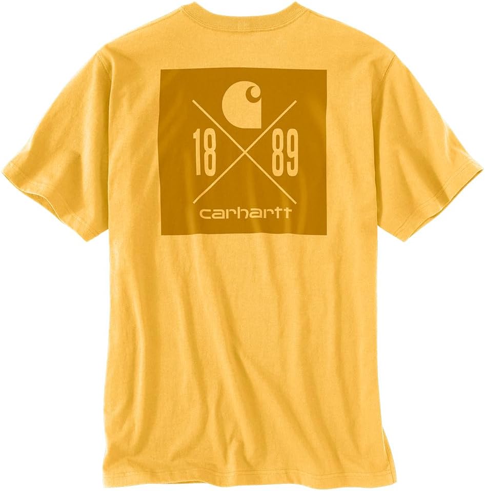 

Carhartt Мужская футболка 106148 Relaxed Fit Heavyweight с коротким рукавом и карманом 1889 Graphic, Vivid Yellow Heather, Желтый, Carhartt Мужская футболка 106148 Relaxed Fit Heavyweight с коротким рукавом и карманом 1889 Graphic, Vivid Yellow Heather