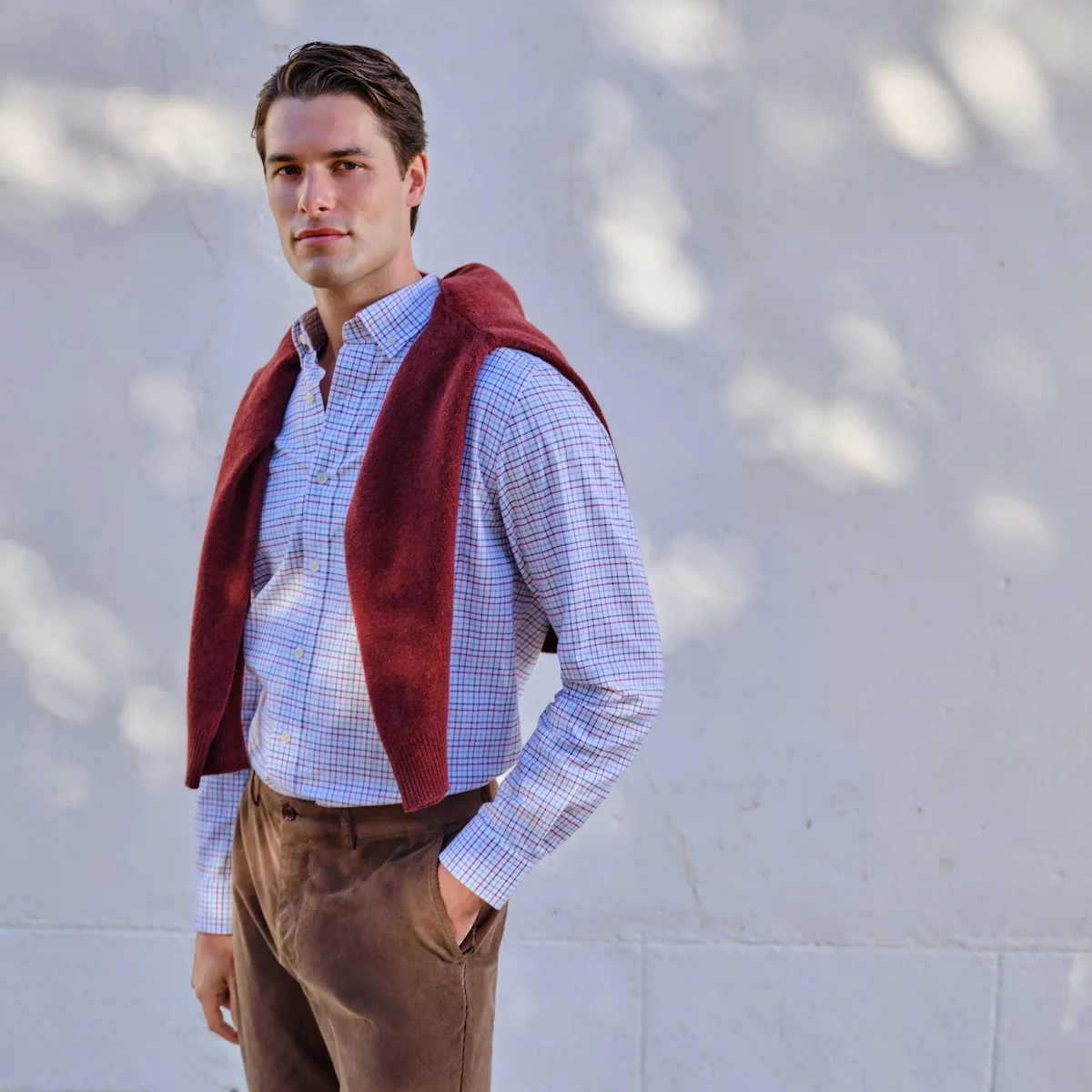 

Мужская рубашка в среднюю клетку Verhunt, гранатовый