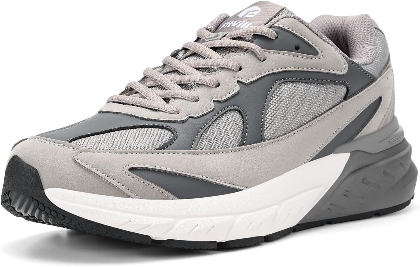 

Мужские кроссовки FitVille Extra Wide, с поддержкой свода стопы, удобные кроссовки для ходьбы с амортизацией при нейропатии и подошвенном фасциите - Rebound NEO V4, серый