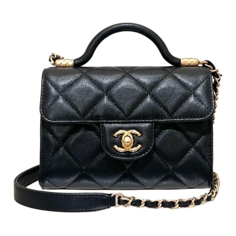 CHANEL Кожаная портативная сумка через плечо женская черная