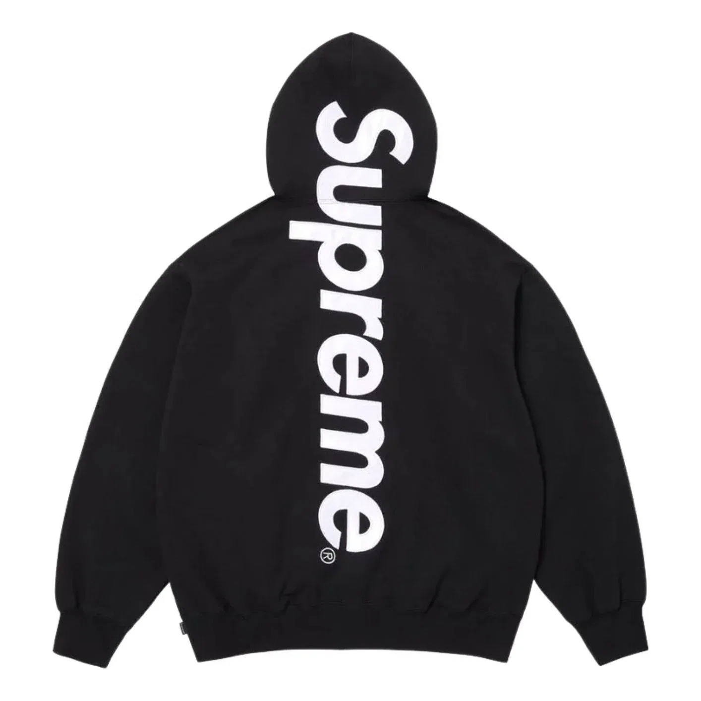 Толстовка Supreme SS26 с атласной аппликацией и капюшоном, черная, SUP-SS26-191-BLK