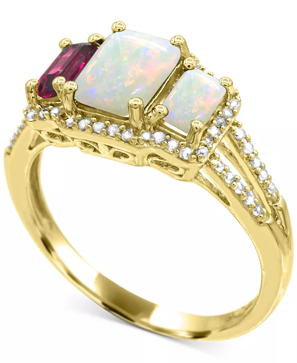 

Кольцо с выращенным в лаборатории сапфиром (1-1/3 карата tw) и выращенным в лаборатории белым сапфиром (1/8 карата tw) из стерлингового серебра Macy'S, opal