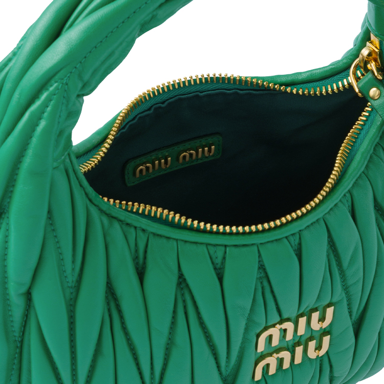 MIU MIU Сумка Wander Series из мягкой овечьей кожи, через плечо, кроссбоди, женская ручная сумка Mango Green — фото 4