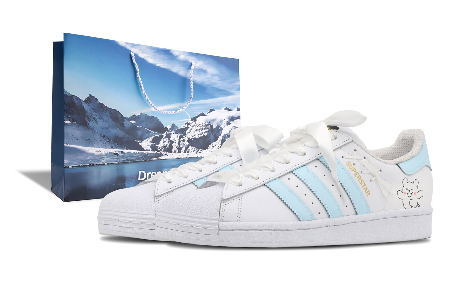 

Кроссовки adidas Originals Superstar Skateboarding Shoes Unisex Low-top Blue, белый