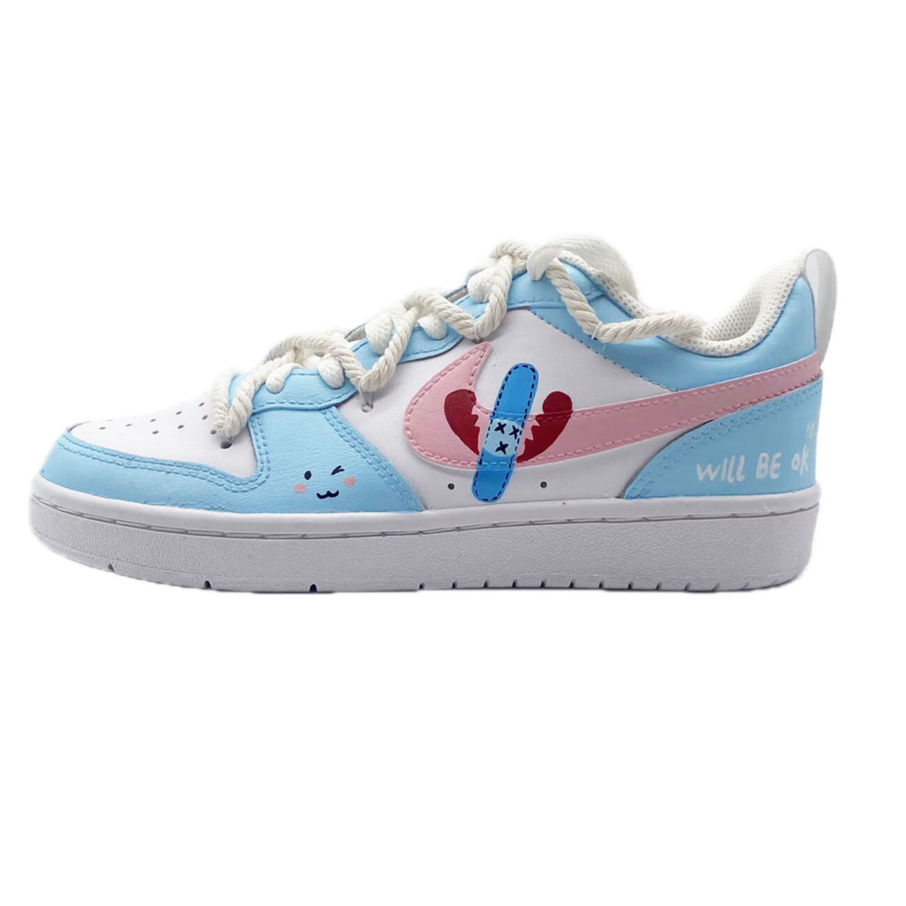 

Кроссовки Nike Court Borough Skateboard Shoes Women's Low-Top Blue, Белый, Кроссовки Nike Court Borough Skateboard Shoes Women's Low-Top Blue