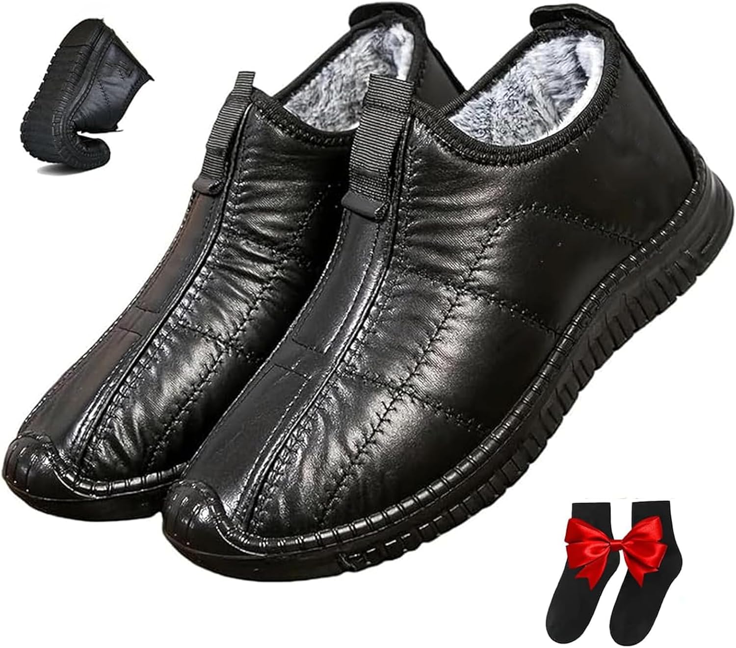 

Мужские зимние термоботинки с нескользящей подошвой, мужские ортопедические водонепроницаемые теплые кожаные легкие ботинки с меховой подкладкой для прогулок на снегу, удобная обувь для пеших прогулок для мужчин Ghtrhsb, черный