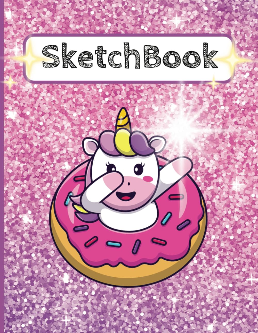 

Sketchbook for Girls: Cute, Fun Unicorn on Vibrant Bright Pink and Purple Glitter Background! Large Blank Sketchbook for Girls, Notebook for Drawing, ... 110 Pages, 8.5x11 (Kids Drawing Sketch Book) (Independently published)