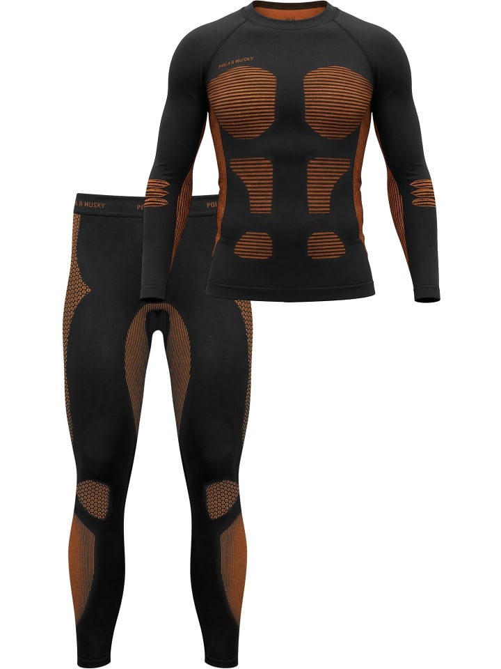 

Мужской функциональный спортивный комплект нижнего белья, рубашка и брюки оранжевого цвета. normani