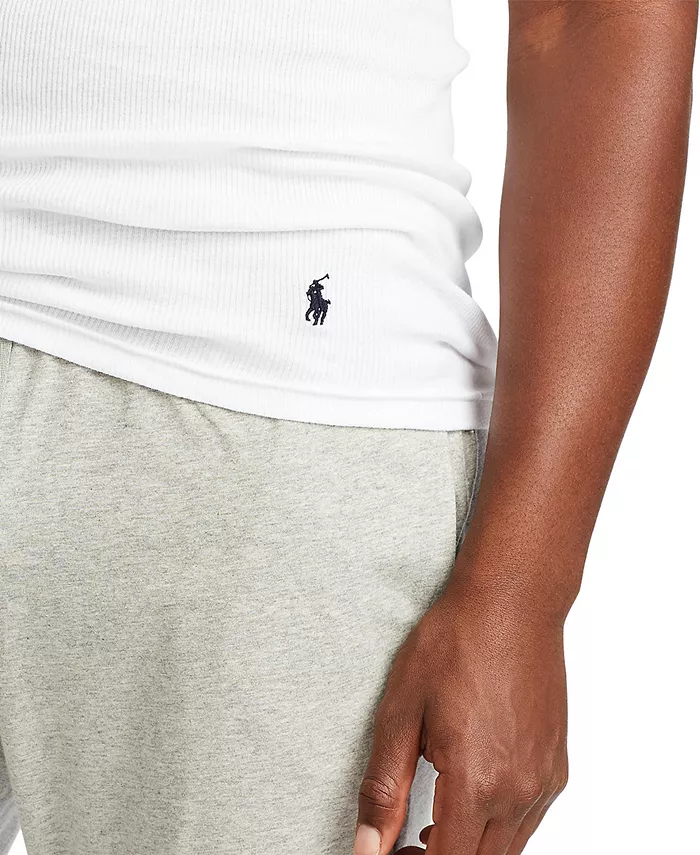 Мужские классические хлопковые майки в наборе из 3 штук (удлиненные) Polo Ralph Lauren, белый — фото 3