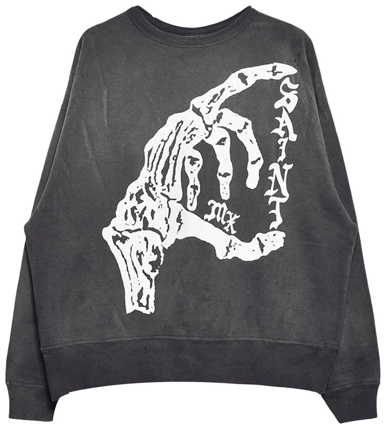 

Толстовка SAINT Mxxxxxx Bone Saint Crewneck Sweatshirt 'Black', черный