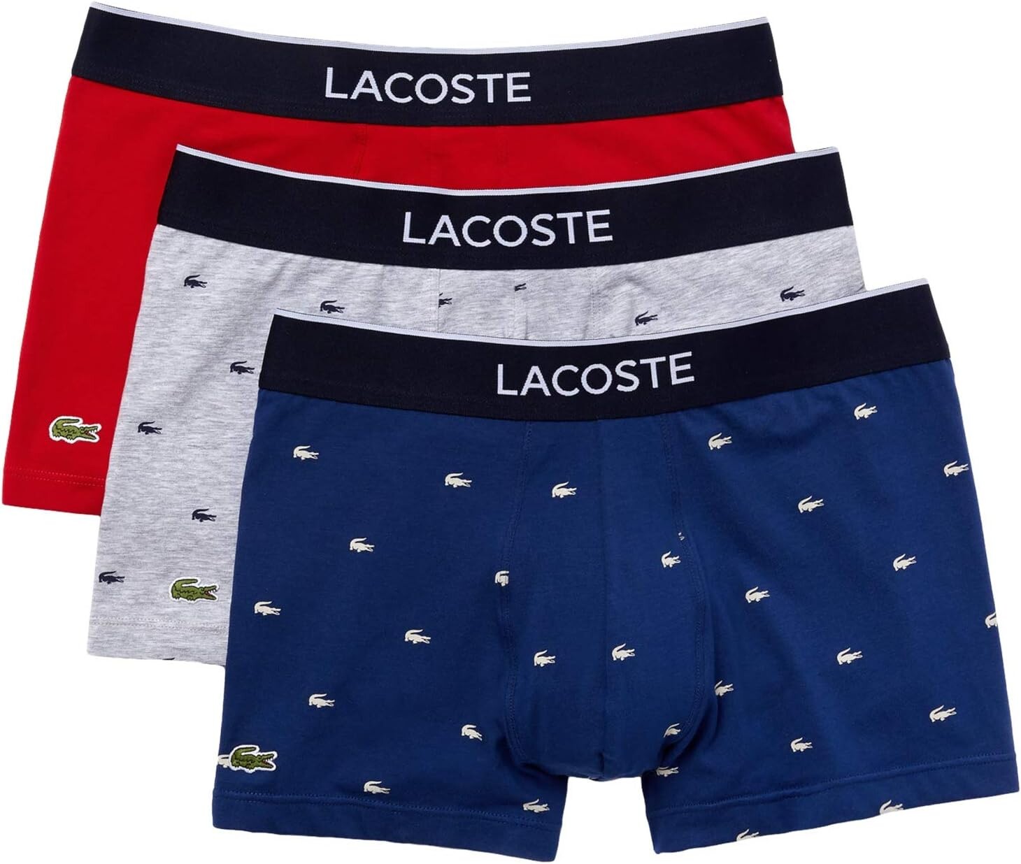 

Трусы Trunks 3-Pack Casual Lifestyle All Over Print Croc Lacoste, цвет Methylene/Silver Chine/Red
