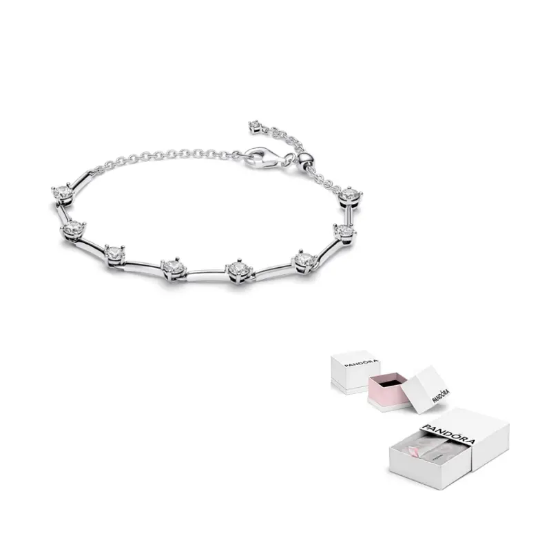 

Pandora Серебряный браслет 925 пробы с синтетическим фианитом для женщин, серебро