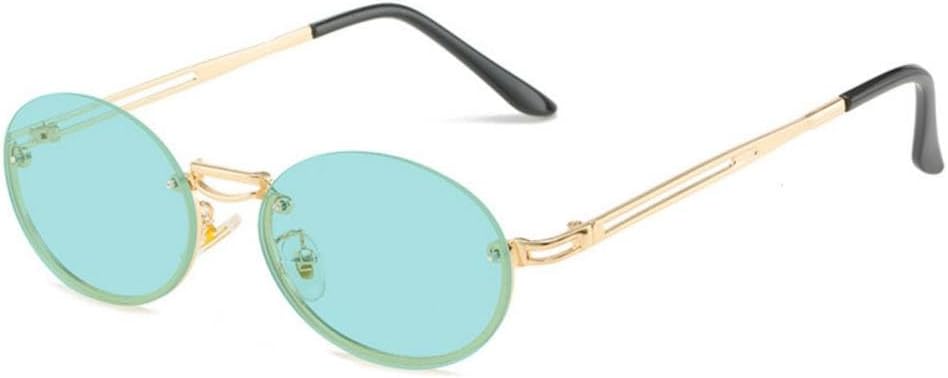 

MUTYNE Винтажные солнцезащитные очки без оправы для женщин и мужчин в стиле стимпанк, круглые солнцезащитные очки, ретро-очки из металла, защита от ультрафиолета UV400, Gold Green