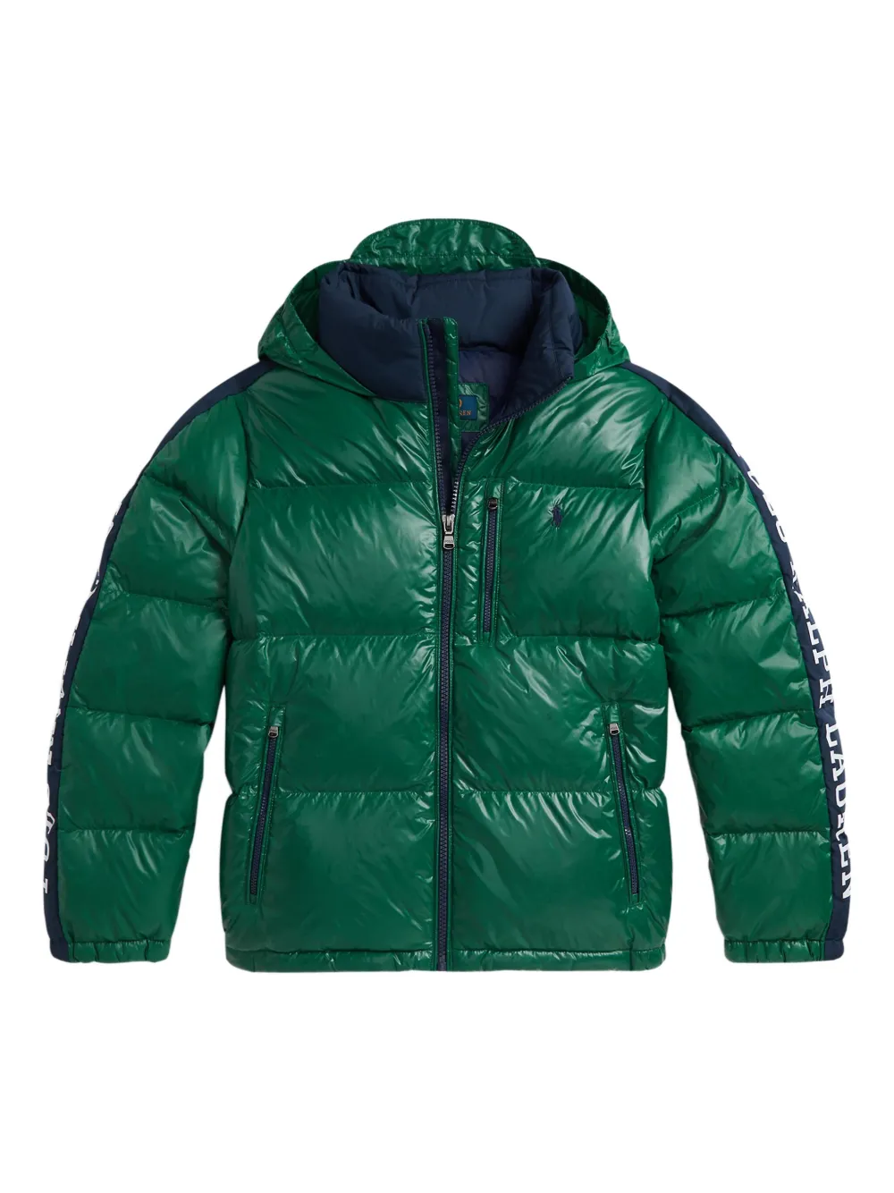 

Пуховик с капюшоном и логотипом POLO RALPH LAUREN KIDS, зеленый
