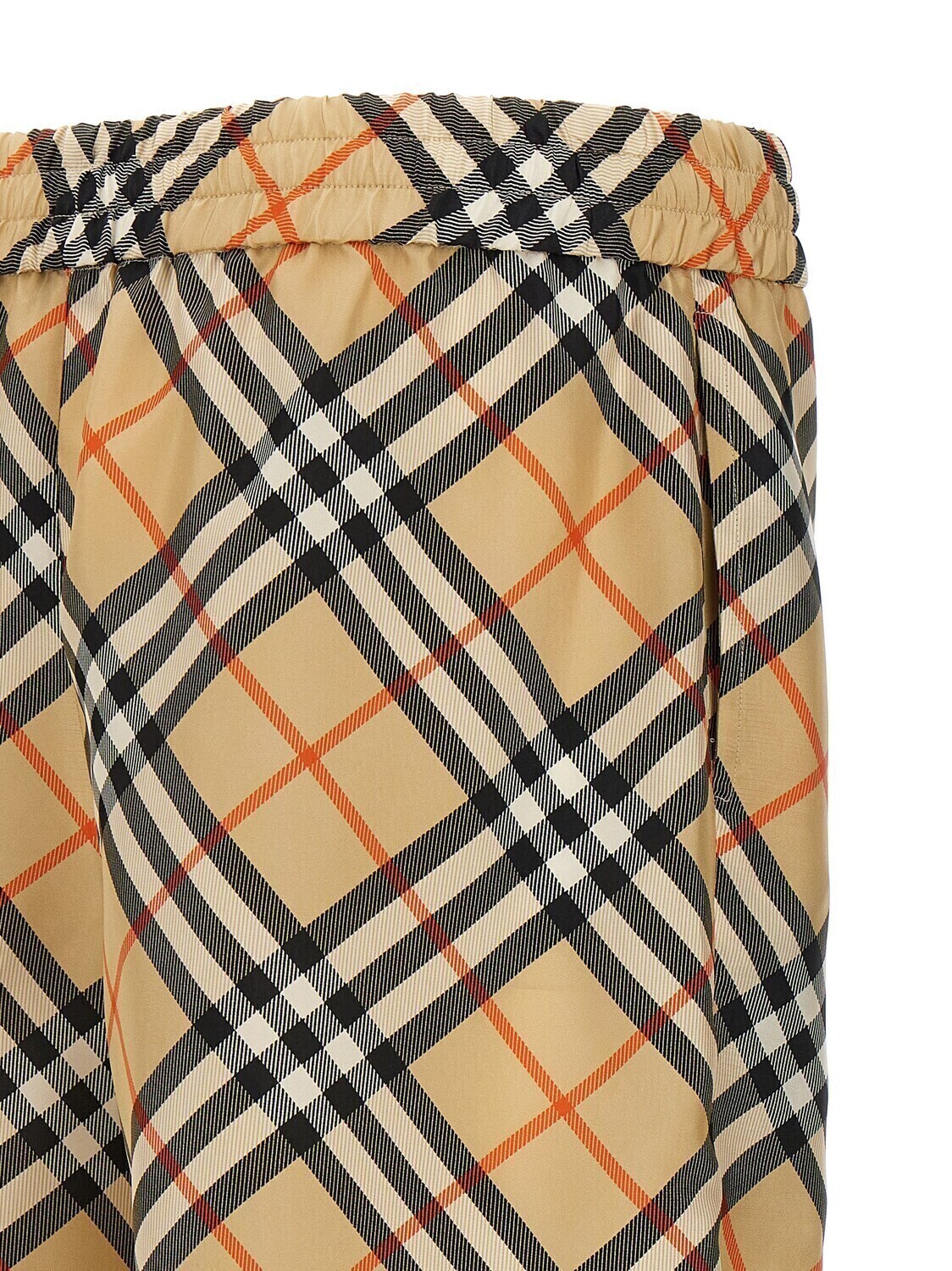 Шелковые бермуды BURBERRY в клетку, бежевый — фото 4