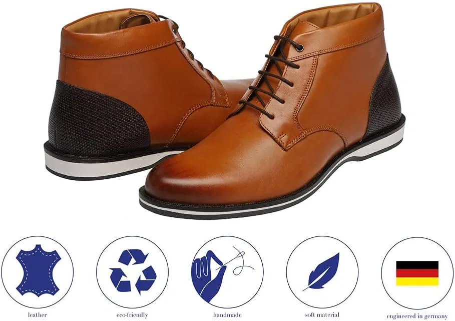 Bioflex Элегантные мужские кожаные ботинки Desert Boots черного, коричневого и коньячного цвета, стелька из пеноматериала с эффектом памяти, оптимальная амортизация, мужские ботинки, ботильоны, размеры 40-46 — фото 2