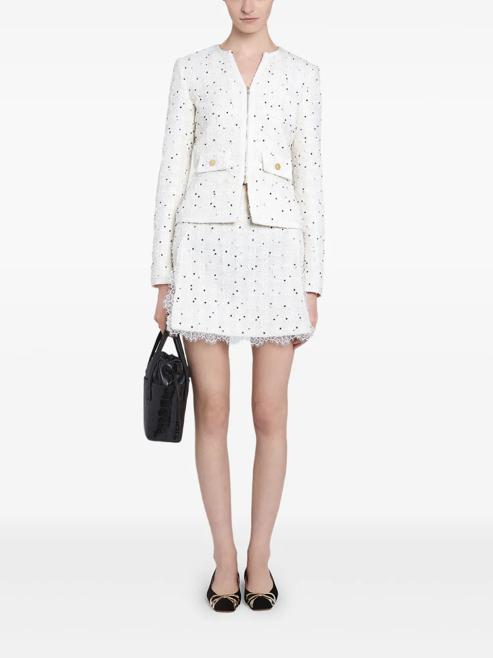 

Юбка мини в горох с кружевом Giambattista Valli, белый
