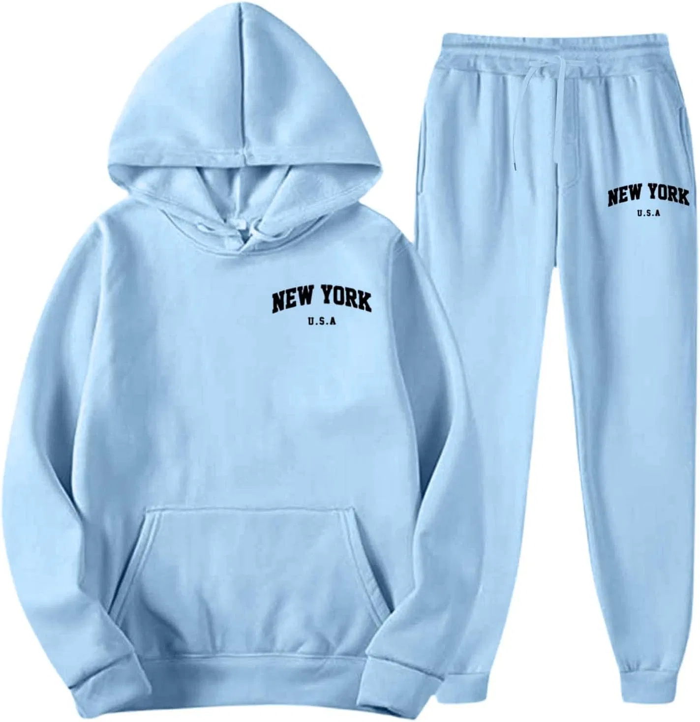 Мужской спортивный костюм с буквенным принтом, New York-light Blue — фото 4