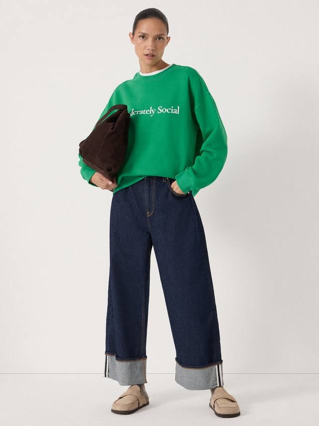 

Хлопковый джемпер с принтом и круглым вырезом HUSH